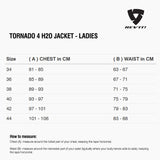 Size chart for REVIT Tornado 4 H2O Jacket - Ladies