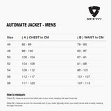 Size chart for REVIT Automate Jacket - Mens