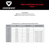 DRIRIDER Size Chart - Mens Pants
