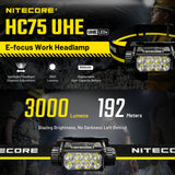 NITECORE 3000 LUMEN USB RECHARGEABLE LED HEADLAMP TORCH