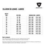 Size chart for REVIT Ellison SK Ladies Jeans