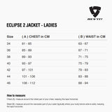 Size chart for REVIT Eclipse 2 Jacket - Ladies