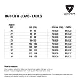 Size chart for REVIT Harper TF Ladies Jeans