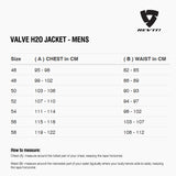 Size chart for REVIT Valve H2O Jacket - Mens