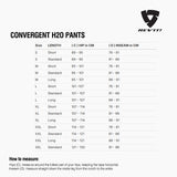 Size chart for REVIT Convergent H2O Pants