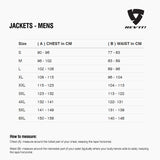 Size chart for REVIT Jackets - Mens