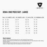 Size chart for REVIT Xena 4 RaceSuit - Ladies