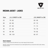 Size chart for REVIT Median Jacket - Ladies