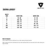Size chart for REVIT Jersey Sierra